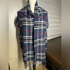 100% Cashmere Italy Design Plaid Fringe Scarf